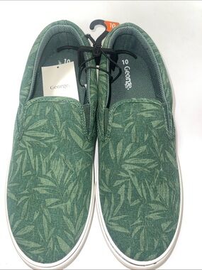 George Men's Green Patterned Slip-On Casual Shoes